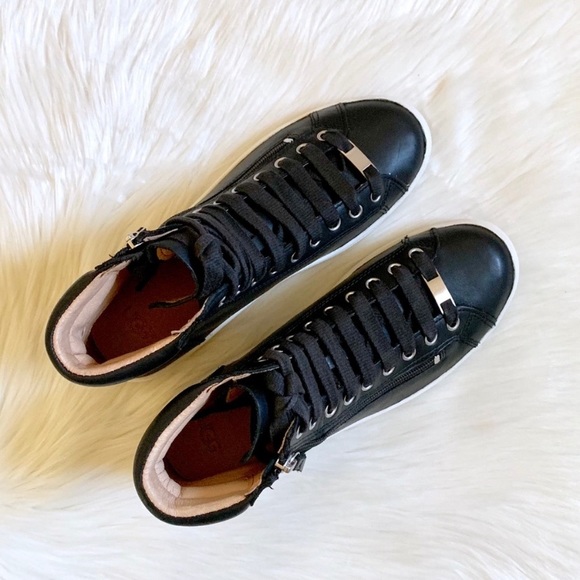 UGG Black Leather Olive High Top Sneaker - Picture 6 of 9